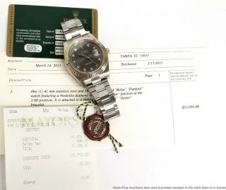 Rolex Datejust II 116334 18k Gold SS Factory Rhodium Diamond Watch Box Papers 2
