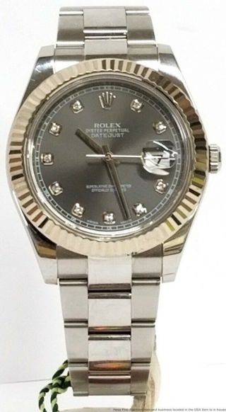 Rolex Datejust II 116334 18k Gold SS Factory Rhodium Diamond Watch Box Papers 4