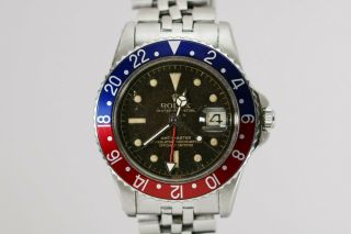 Rolex Gmt Master 1675 Gilt Chapter Ring Pointed Crown Guard Project Watch,  1960s
