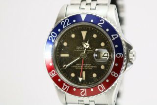 Rolex GMT Master 1675 Gilt Chapter Ring Pointed Crown Guard Project Watch,  1960s 3