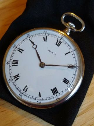 Platinum Movado Vintage Pocket Watch Roman Dial