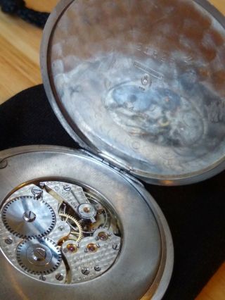 Platinum Movado Vintage Pocket Watch Roman Dial 2