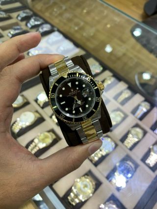 Rolex Submariner 40mm 18k Yellow Gold & Steel Black Index Dial Watch 16613