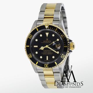 Rolex Submariner 40mm 18K Yellow Gold & Steel Black Index Dial Watch 16613 3