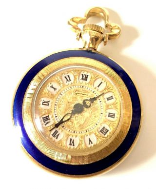 Antique Rare Geneve Blue Enamel,  18k Yellow Gold Pendant Watch