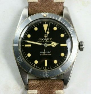 Vintage Rolex Submariner Dive Wristwatch Ref.  5508 James Bond Small Crown C.  1961