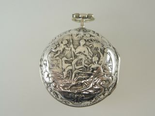 Silver Pair Case Repousse Cased Verge By C Cabrier C1770