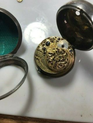 RARE Antique Silver English VERGE FUSEE Pocket Watch 1700s 3