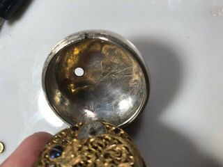 RARE Antique Silver English VERGE FUSEE Pocket Watch 1700s 5