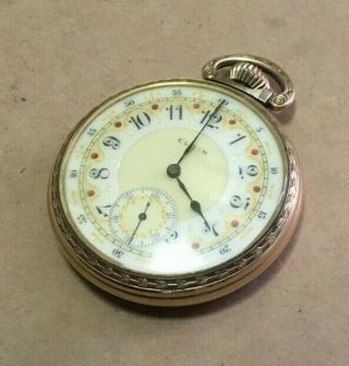 Vintage Elgin 17 Jewels Pocket Watch - Fancy Dial 10k Rolled Gold Plate -
