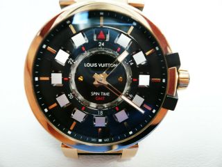 Louis Vuitton Tambour Evolution Spin Time GMT 45 Q1BG10 18K Rose MMC Strap Watch 12