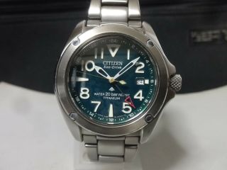 Japan 2001 Citizen Solar Quartz Watch [eco - Drive Titanium] 20 Bar Band