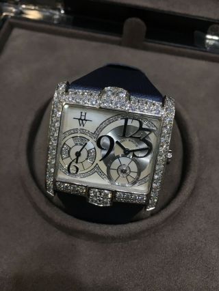 Harry Winston 18K White Gold Avenue C A2 Squared Ladies Diamond Watch 5