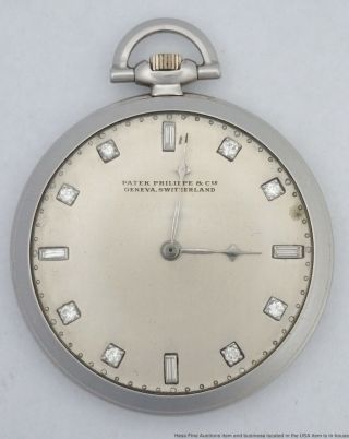 Heavy Patek Philippe 62.  3g Diamond Art Deco Mens 1930s Pocket Watch Orig Case