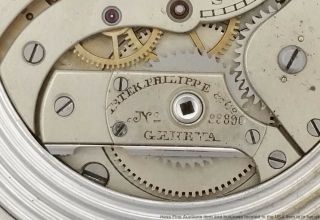 Heavy Patek Philippe 62.  3g Diamond Art Deco Mens 1930s Pocket Watch Orig Case 3