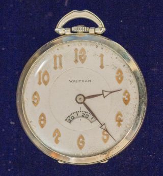 Very Rare 14k White Gold Waltham 21j Pocket Watch With Digital Seconds Reader