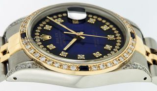 Rolex Men Datejust Watch 16013 SS/18K Yellow Gold Blue Vignette Diamond Dial 11
