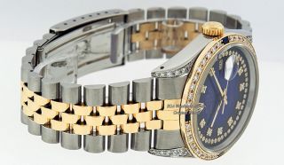 Rolex Men Datejust Watch 16013 SS/18K Yellow Gold Blue Vignette Diamond Dial 3