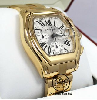 Cartier Roadster Chronograph 2619 Xl Auto 18k Yellow Gold Watch Box/papers