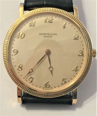 Mens Patek Philippe Calatrava Ref 3520 18k Yellow Gold Watch W/ Rare Arabic Dial