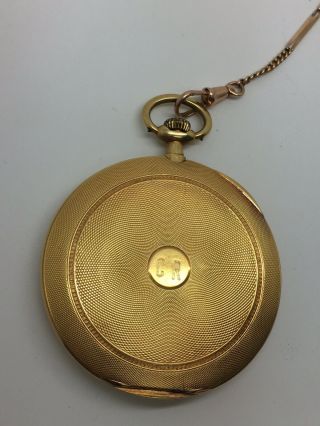 Movado Art Deco 18k Gold Pocket Watch Small Dial Wide Gold Case Engraved C R 4