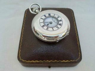 Fine Solid Sterling Silver J.  W.  Benson Gentleman ' s Half Hunter Pocket Watch. 2