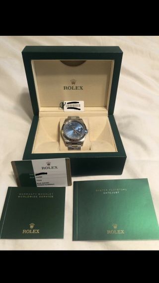 Rolex Datejust Ii 116300 Blue Roman 41mm With Box And Rolex Card