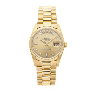 Rolex Day - Date Auto Yellow Gold Diamonds Mens President Bracelet Watch 18238 2