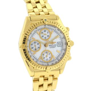 Breitling K13050.  1 18k Yellow Gold Chronomat Mop Dial Automatic Watch