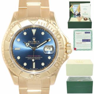 Papers Blue Yacht - Master 16628 18k Yellow Gold Blue Dial 40mm Watch & Box