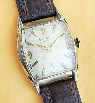 Qn9: Vintage 14k Gold Fill 1940s Art Deco Bulova Mens 11af Vintage Watch Runs A,