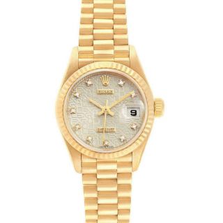 Rolex President Datejust 26 Yellow Gold Diamond Ladies Watch 69178