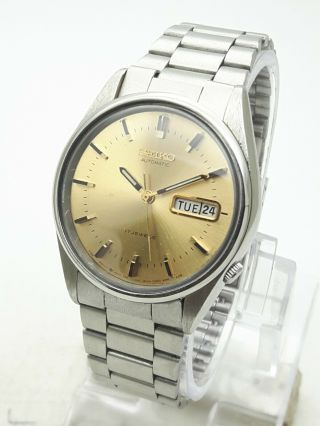 Vintage Seiko 5 Japan Automatic 17J Cal 6309 Day Date St Steel Men ' s Wrist Watch 2