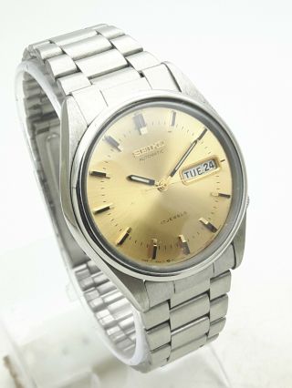 Vintage Seiko 5 Japan Automatic 17J Cal 6309 Day Date St Steel Men ' s Wrist Watch 4