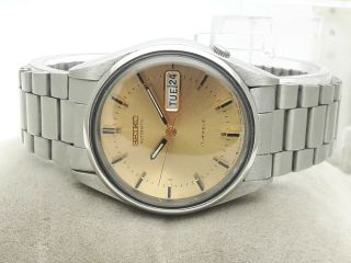 Vintage Seiko 5 Japan Automatic 17J Cal 6309 Day Date St Steel Men ' s Wrist Watch 5