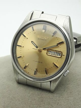 Vintage Seiko 5 Japan Automatic 17J Cal 6309 Day Date St Steel Men ' s Wrist Watch 6