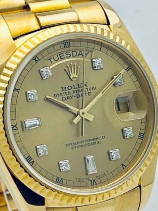 Estate Rolex Day Date Presidential 18k Solid Gold Mens 36mm QUICKSET MINTY 9