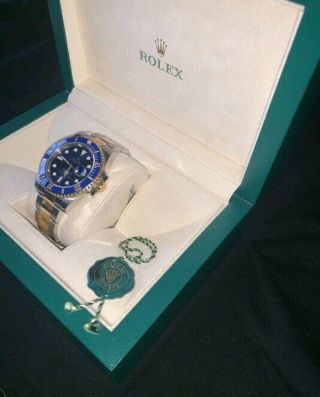 ROLEX - 18kt Gold Submariner Blue CERAMIC Box Card Papers 4