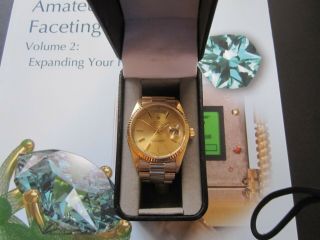Mens 18K gold Rolex watch day date president 1987 model 18038 serial 9621447 2