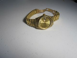 Mens 18K gold Rolex watch day date president 1987 model 18038 serial 9621447 6