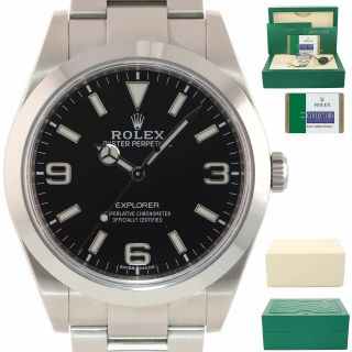 2019 Papers Rolex 214270 Explorer Black Arabic Blue Lume 3 - 6 - 9 Steel 39mm Watch
