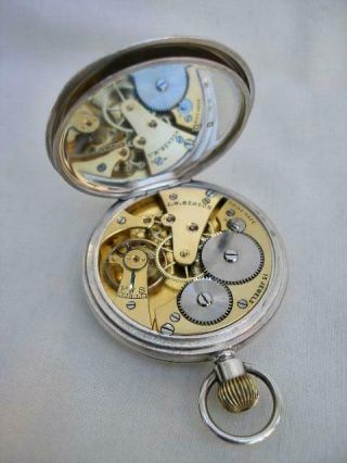 Fine Solid Sterling Silver J.  W.  Benson Gentleman ' s Pocket Watch. 5