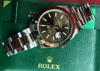 Rolex Datejust 41mm Rose Gold 18kt/Steel 123601 Chocolate Men ' s Watch 2