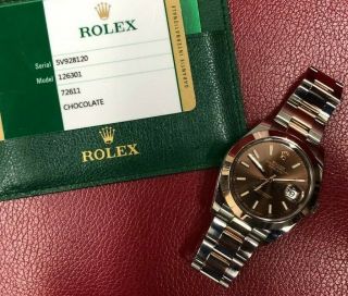 Rolex Datejust 41mm Rose Gold 18kt/Steel 123601 Chocolate Men ' s Watch 4