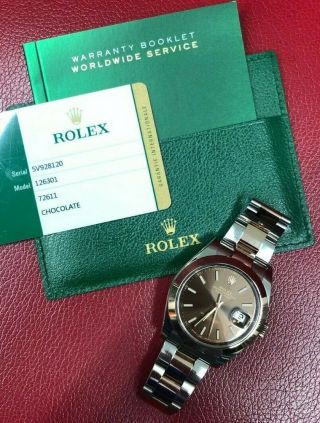 Rolex Datejust 41mm Rose Gold 18kt/Steel 123601 Chocolate Men ' s Watch 6
