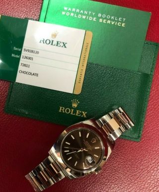 Rolex Datejust 41mm Rose Gold 18kt/Steel 123601 Chocolate Men ' s Watch 7