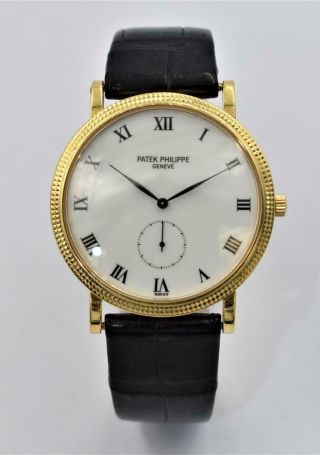 Rare Men ' s 18K Gold Patek Philippe Calatrava Wristwatch Ref 3919 Circa 1998 4