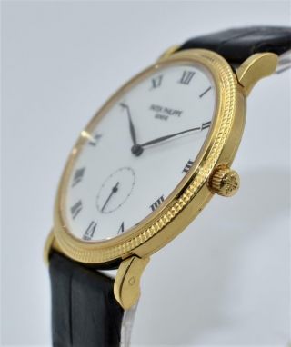 Rare Men ' s 18K Gold Patek Philippe Calatrava Wristwatch Ref 3919 Circa 1998 5