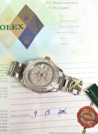 Rolex Yacht - Master 16622 Platinum Steel Mens Watch Box Papers Quickset 7