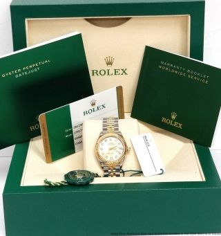 Rolex Datejust 279173 Factory Diamond Lady 18k Gold Steel Watch Box Papers Tags